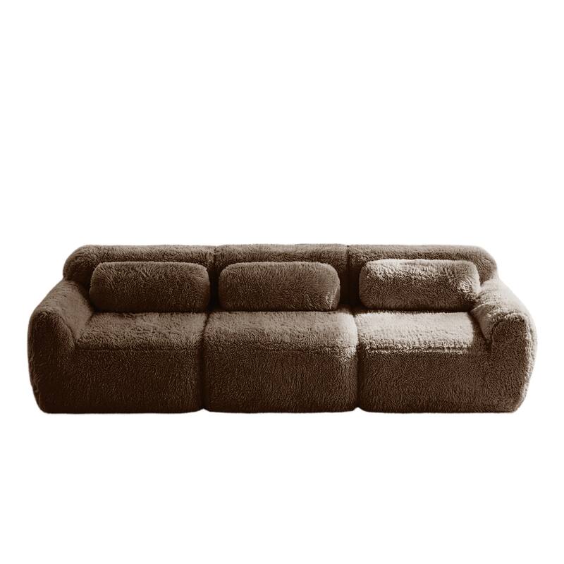 Homy Casa Chocolate Plush Fabric Non-Slip Modular Floor Sofa Sectional