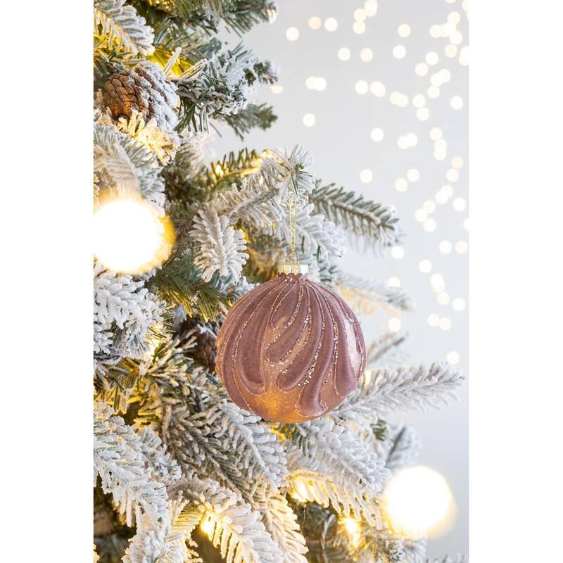 D3.9" Christmas Ball Ornaments, Glass Decorative Hanging Ball Christmas Tree Ornaments for Holiday Decorations, Set of 6 - Purple