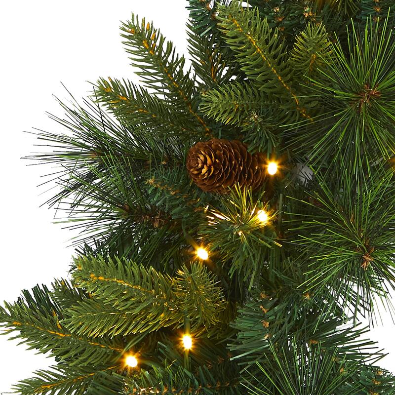 Pre-Lit Mixed Pine and Pinecones Artificial Christmas Wreath, 24-Inch, Clear LED Lights