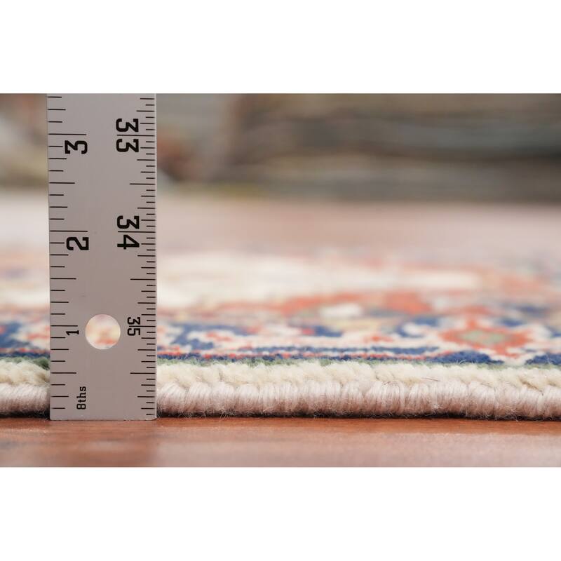 Hand Knotted Oriental 100% Wool Carpet Traditional Medallion Beige & Ivories Heriz (serapi) Area Rug - 3' 0'' X 2' 0''