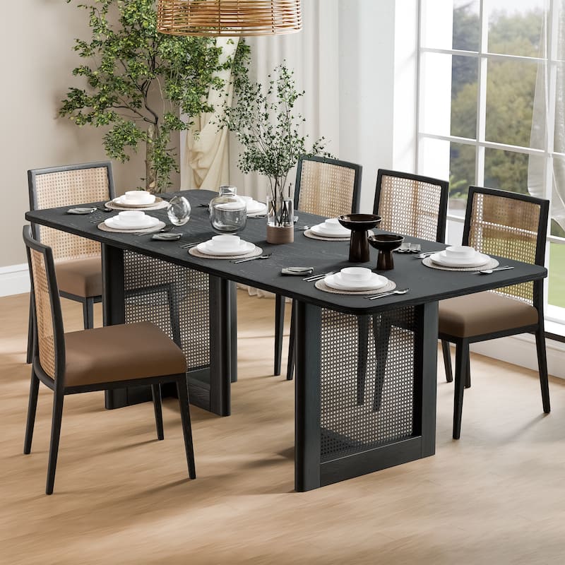 Wooakway Solid Wood 67'' Square Dining Table for 6 People Nordic style
