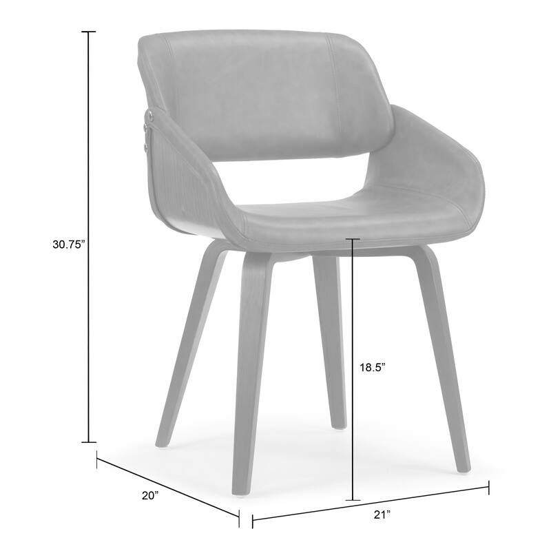 Amal Brown Dining Chair with Grey Wood Accent and Bentwood Legs