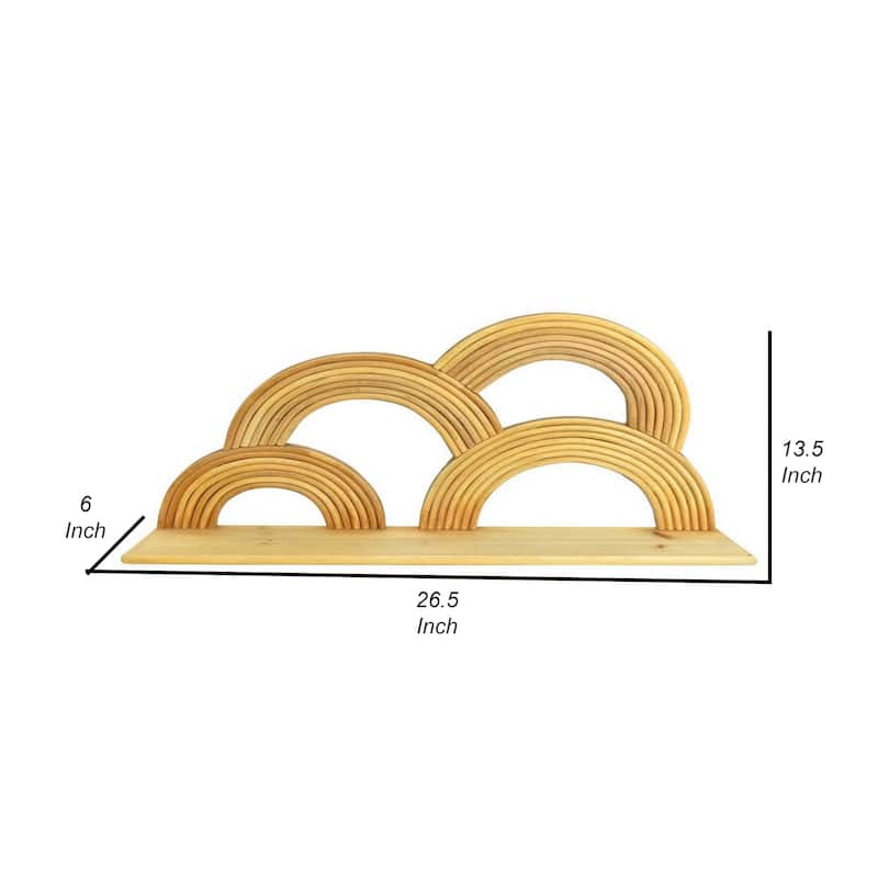 Dadi 27 Inch Wall Decoration Shelf, 4 Layered Semi Circle Design, Brown