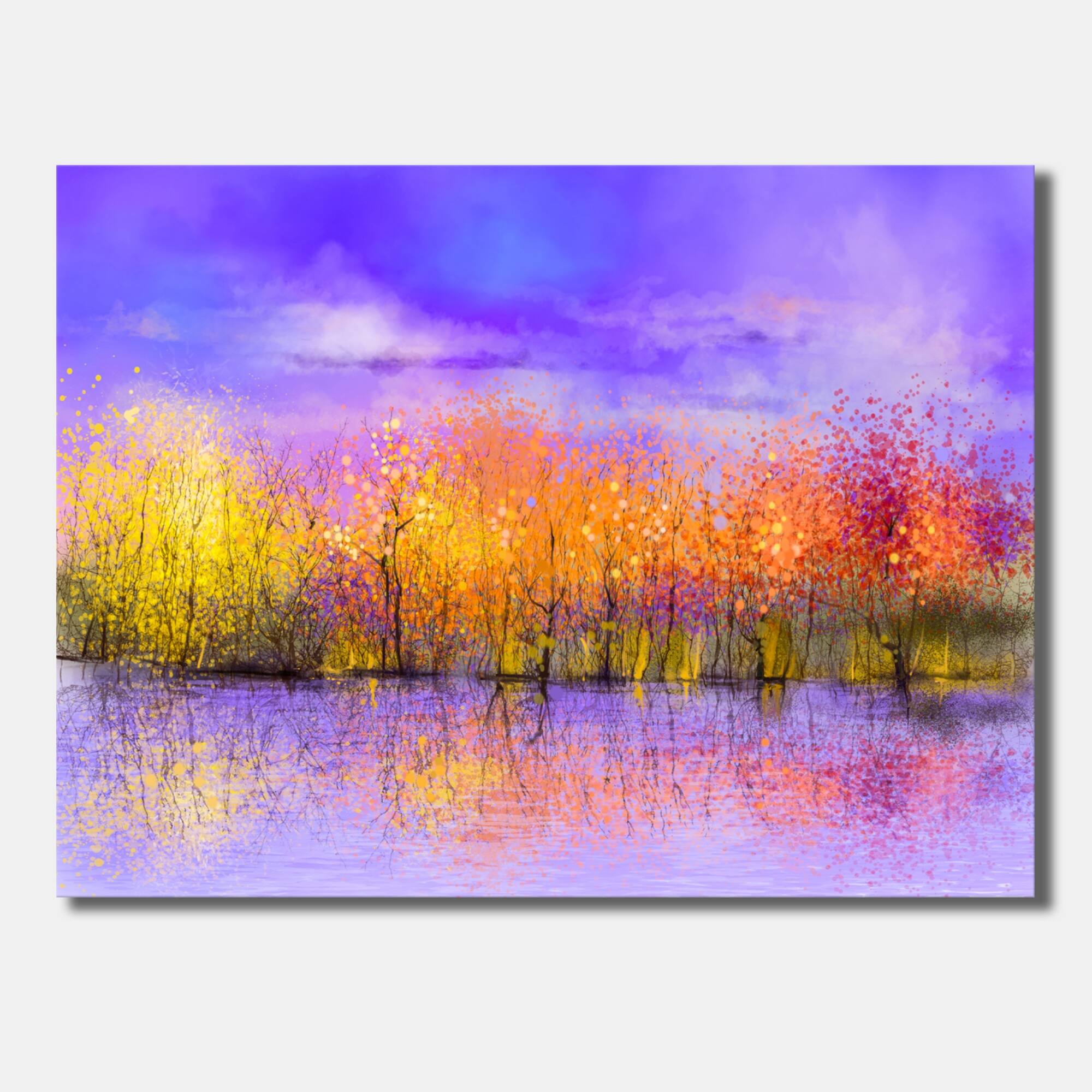 Designart " Autumn Colored Forest Treescape I" Traditional Canvas Wall
