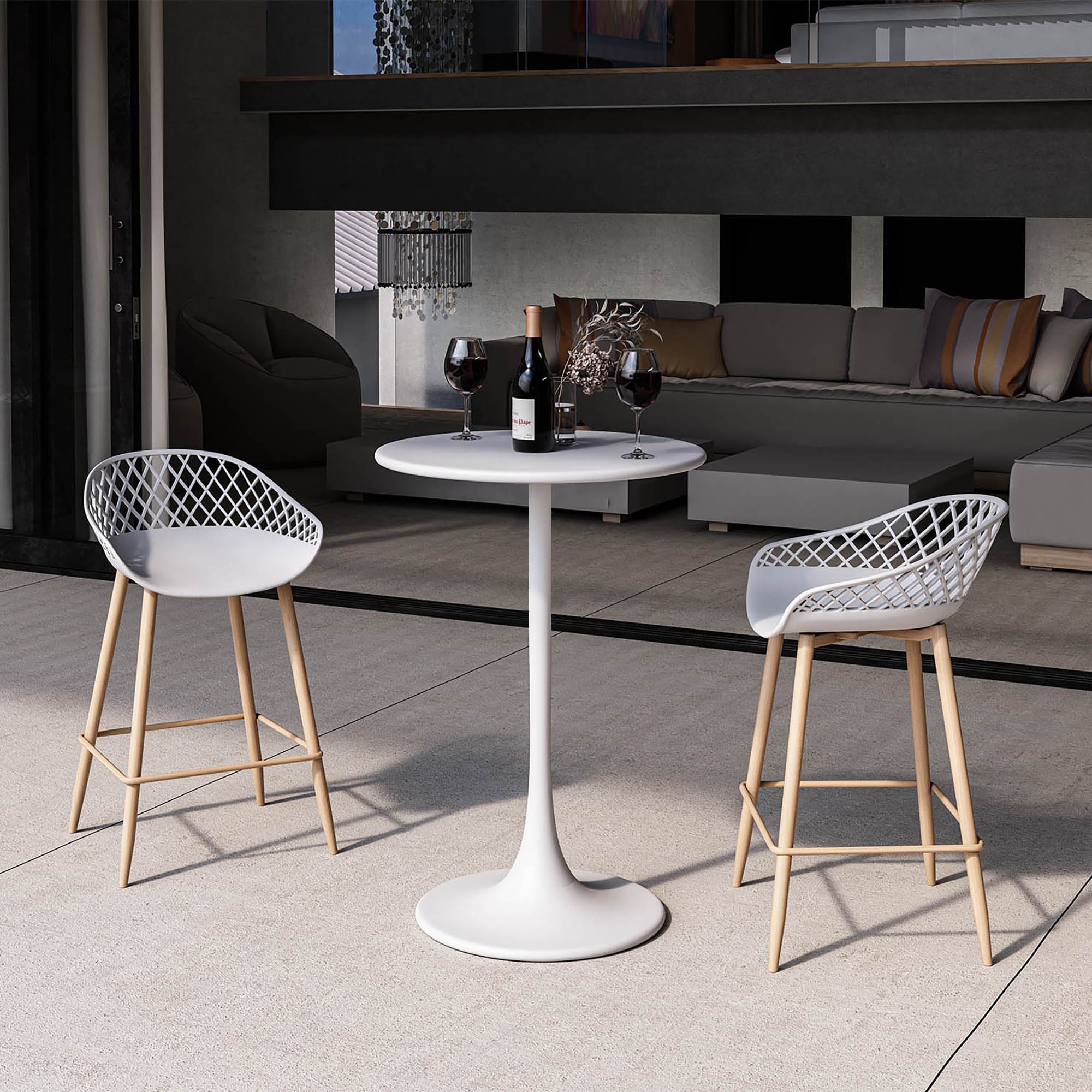 White tulip bistro table store
