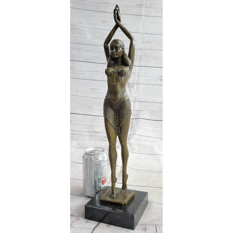 Chiparus Star Dancer Girl Art Deco Bronze Statue Sculpture Figure On Marble Base 14 Inches X 7 Inches
