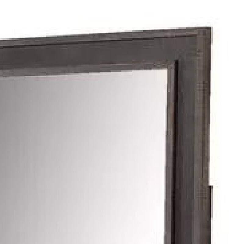 Dresser Mirror, Rustic Brown and Charcoal Gray Wood Frame, 36 Inch - Brown, Charcoal Gray