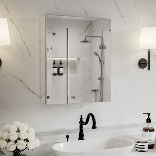 Modland Single Door Bathroom Medicine Cabinet with Mirror Adjustable Shelves,Recessed or Surface Mount