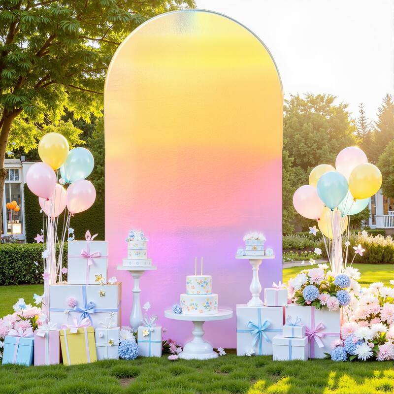 Wedding Arch Cover Double-Sided Spandex Fitted Arch Stand Covers Stretchy Backdrop Cover for Balloon Arches Birthday - colorful 6ft