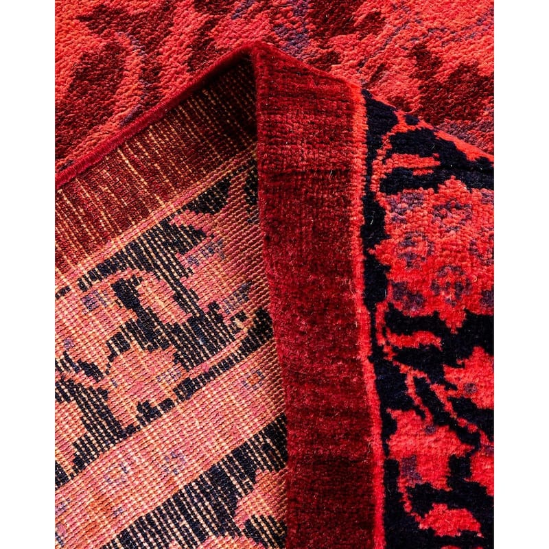 Overton Hand Knotted Wool Vintage Inspired Modern Contemporary Overdyed Pink Square Area Rug - 10' 1" x 10' 10"