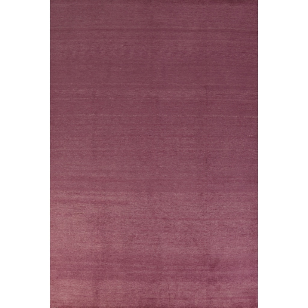 Hand Knotted Oriental 100% Wool Carpet Modern Solid Purples Gabbeh Area Rug - 11' 5'' X 8' 0''