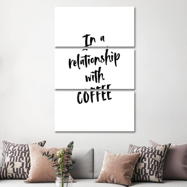 slide 3 of 4, iCanvas "In A Relationship With Coffee" by Alchera Design Posters 3-Piece Canvas Wall Art Set 60x40x0.75