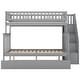 preview thumbnail 5 of 7, Grey Twin over Full Bunk Bed with Trundle. with Multiple Storage Spaces and Stairs with Handrails