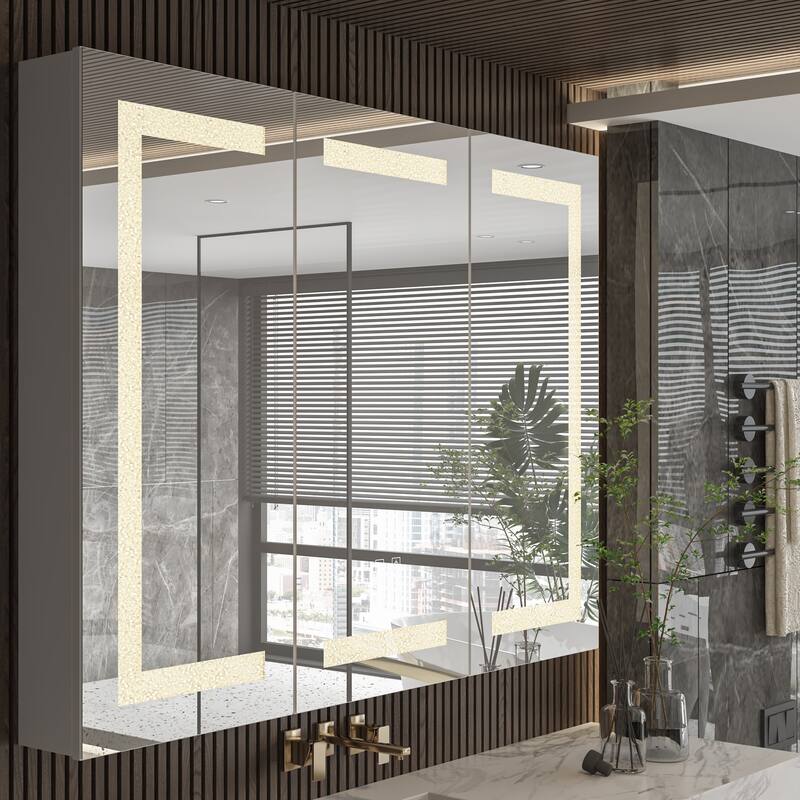 Wall LED Bathroom Cabinet with Lighting and Defogger Medicine Cabinet