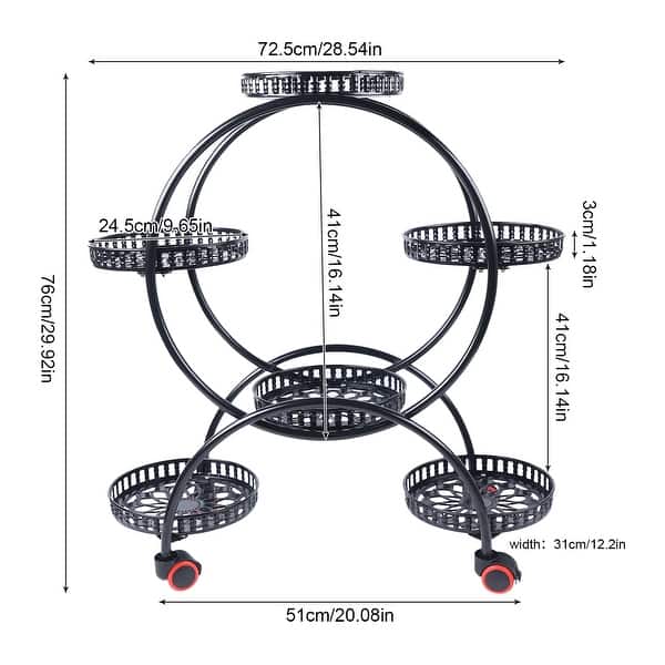 6 Pots Metal Flower Stand Outdoor/Indoor Plant Stand Bed Bath