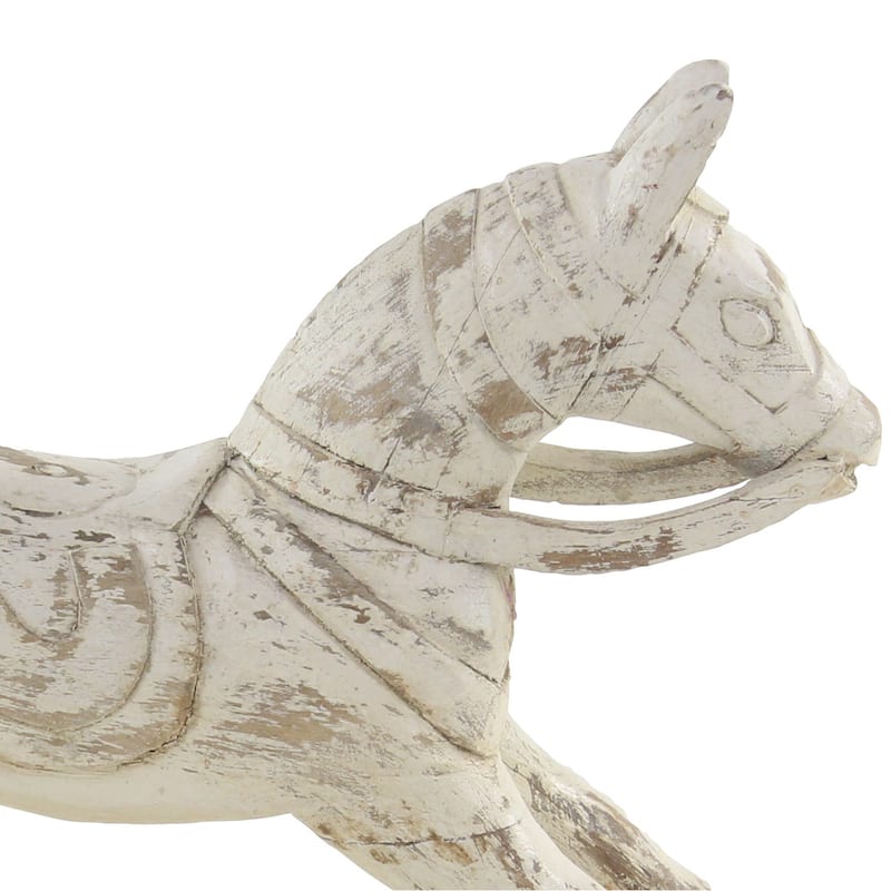 White Mango Wood Horse Decorative Sculpture