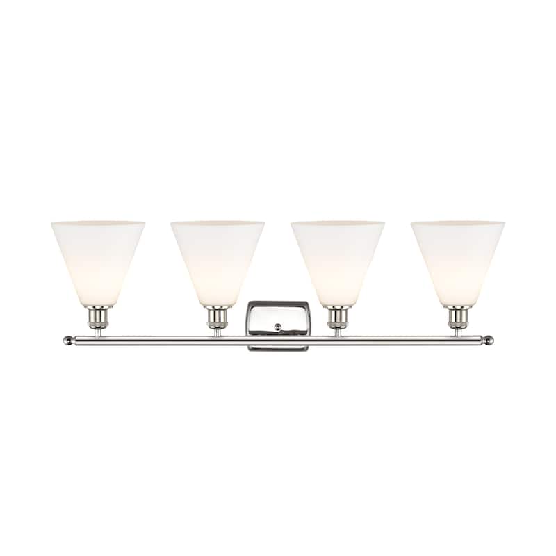 Innovations Lighting Berkshire - 4 Light 38" Bath Vanity Light - Polished Nickel Finish/Matte White