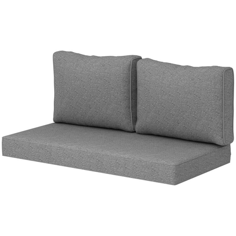 Fabric Outdoor Cushion Set with Washable Covers - Seat Cushion: 45.9" L x 26" W x 4.9" H - Grey