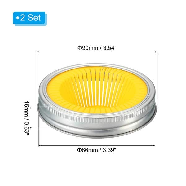 slide 2 of 6, Sprouting Lids for Jar, Stainless Steel Wide Mouth Cap Lids Mesh - Yellow - 70x16mm Yellow - 70x16mm