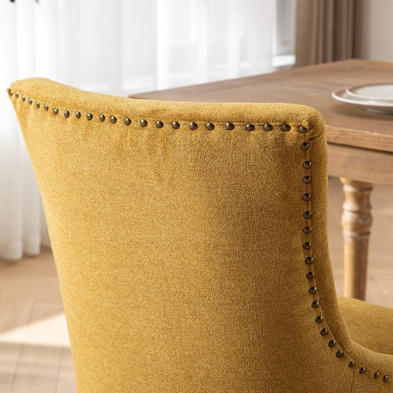 Roomfitters Fabric Dining Chairs Set of 2, Upholstered Side Chairs with Nailhead Trim and Solid Wood Legs