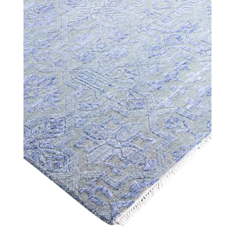 Ikat One-of-a-Kind Hand-Knotted Area Rug, Blue - 8' 0" x 10' 2"