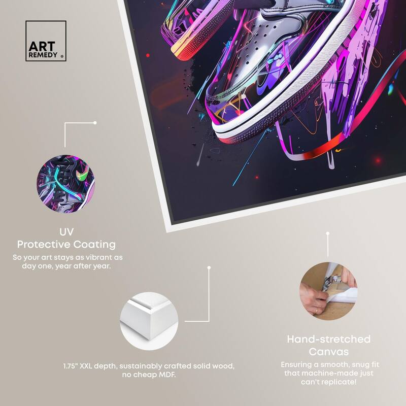Neon Ribbons Sneakers Canvas by Art Remedy