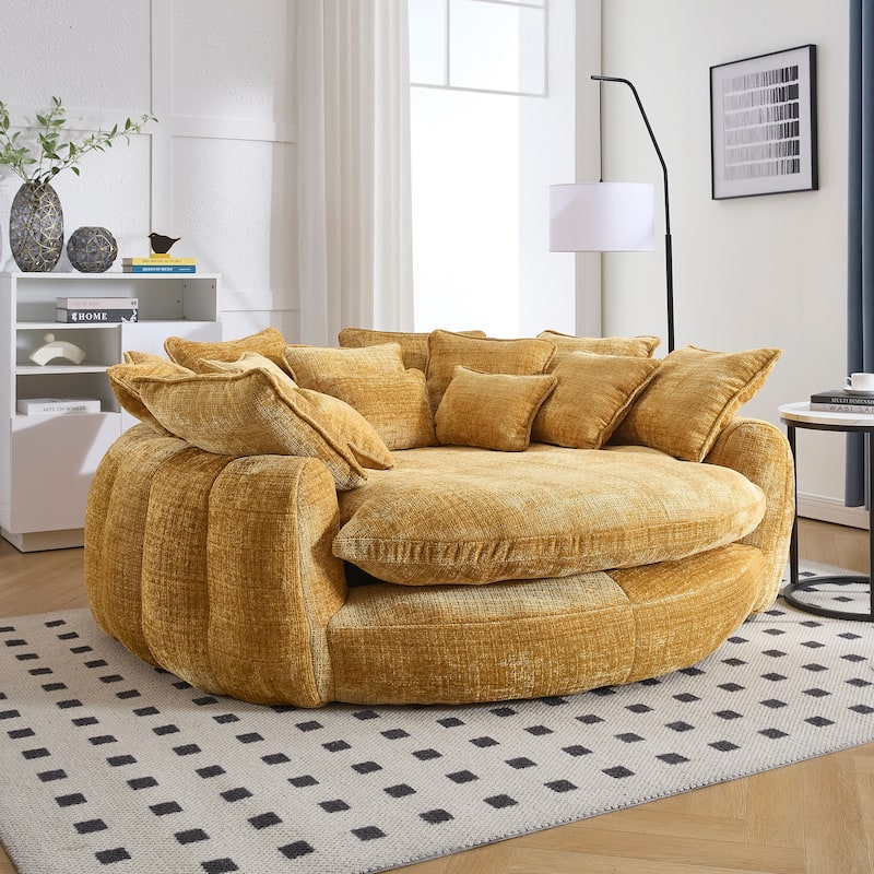 Comfortable Oversized Double Loaf High Back Round Sofa Bed with Armrests