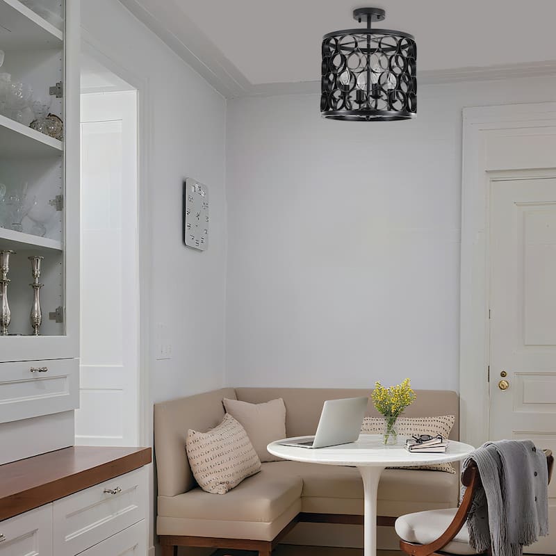 4 - Light Metal Ring - Shaped Semi - Flush Mount Ceiling Light