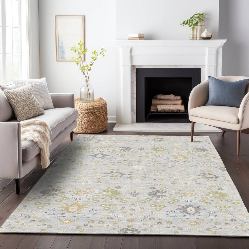 Machine Washable Indoor/ Outdoor Global Traditional Chantille Rug