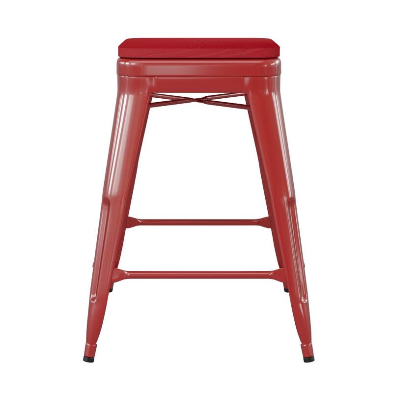 Indoor/Outdoor Backless Counter Stool with Poly Resin Seat