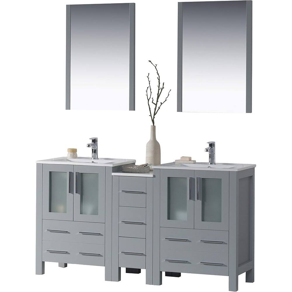 Blossom Sydney 60" Solid Wood Double Sink Bathroom Vanity with Cabinet