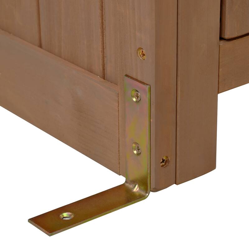 Garden Potting Bench Table, Fir Wood Workstation with Storage Shelf, Drawer and Cabinet