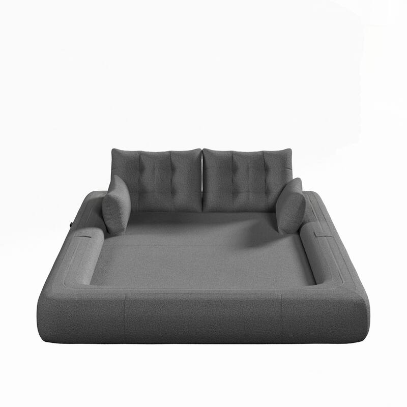 3-in-1 Teddy Fabric Foam-Filled Sleeper Sofa Bed