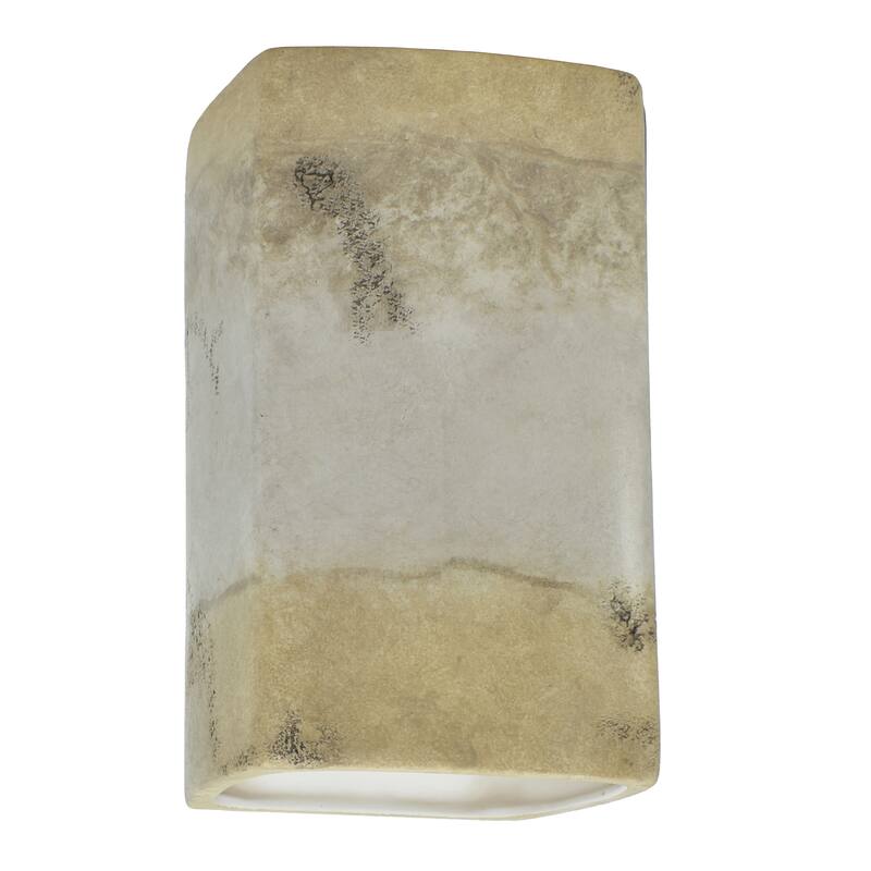 Justice Design Ambiance - Large ADA Rectangle Wall Sconce - Closed Top - Replaceable Bulb - Greco Travertine