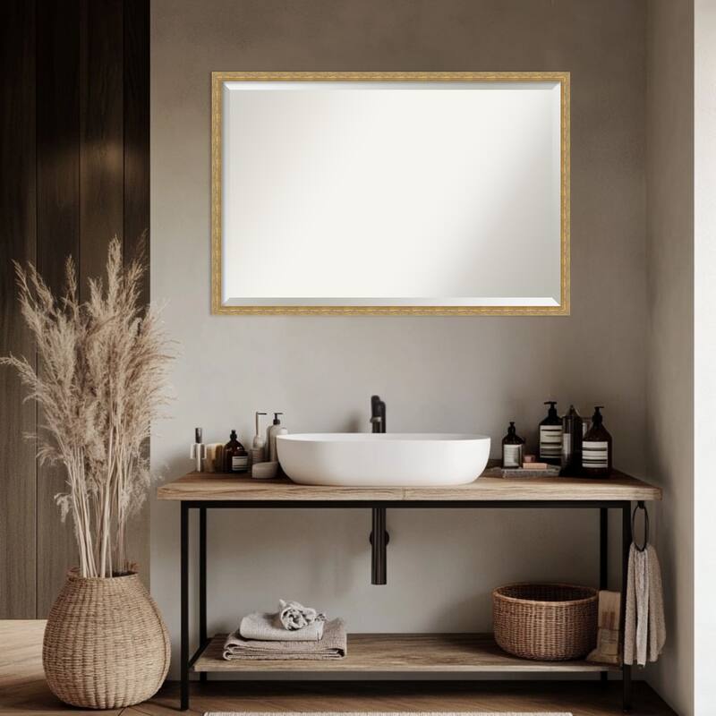 Mila Beveled Wood Framed Bathroom Vanity Wall Mirror