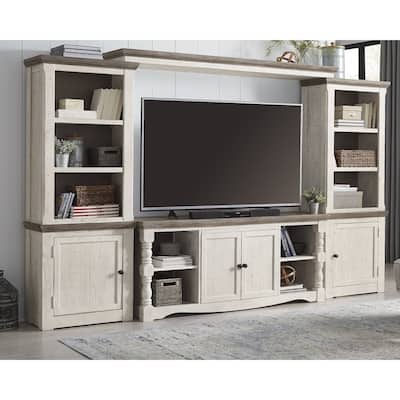 Signature Design by Ashley Havalance White/Gray 4-Piece Entertainment Center - 121.75"W x 20"D x 77"H