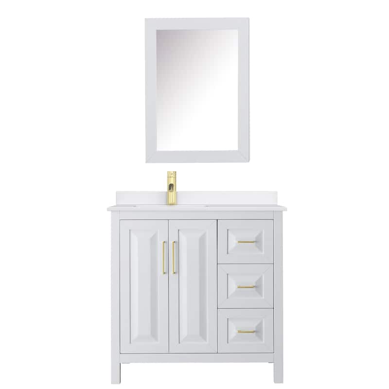 Daria 36-inch Single Vanity, Single Hole Quartz Top, Med Cabinet