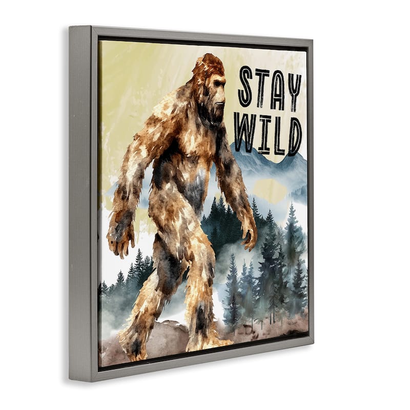 Stupell Stay Wild with Mythical Monster Framed Floater Canvas Wall Art Design By Nicole DeCamp