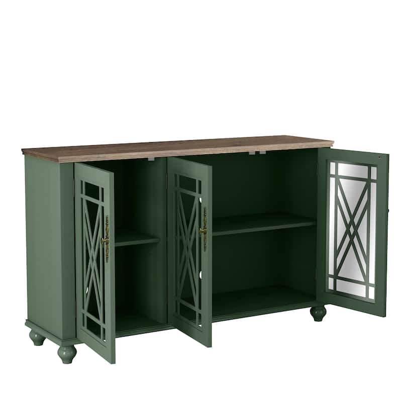 55" Vintage Style Kitchen Accent Buffet Sideboard Cabinet - 55" in Width