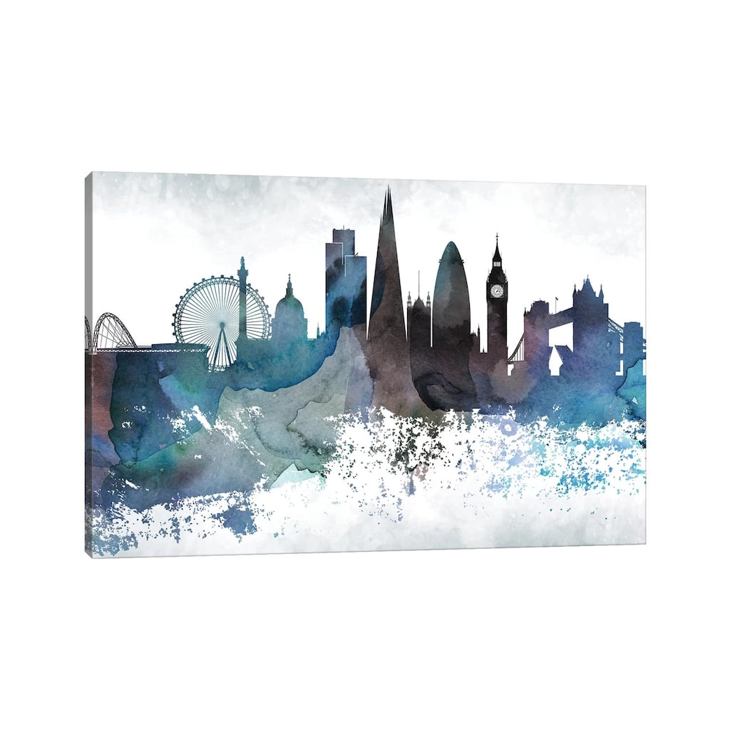 iCanvas "London Bluish Skylines" by WallDecorAddict Canvas Print