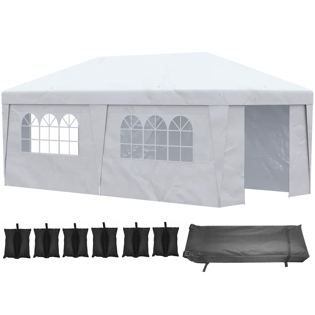 10'x19.5' Adjustable Pop Up Canopy Tent with Sidewalls, Double Doors & Wheeled Carry Bag for Outdoor Events