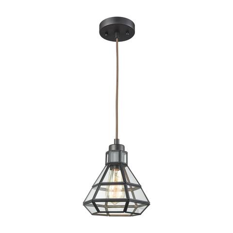Window Pane 1-Light Mini Pendant in Oil Rubbed Bronze with Clear Glass - Includes Adapter Kit