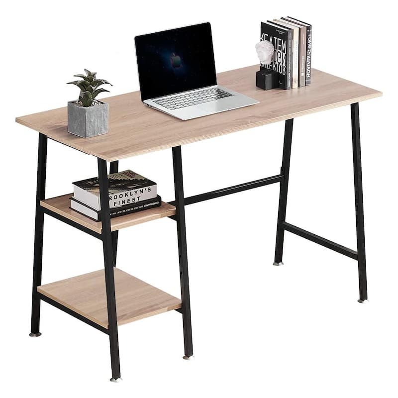 VECELO Small Gaming Computer Desk Home Office Desk with Storage Shelves Writing Table Small computer desk