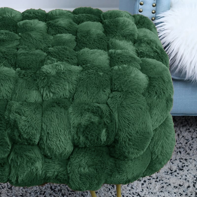 Soft Fauxfur Pouf Stool Ottoman Fuzzy Entryway Bench Seat 27"x20"x19"
