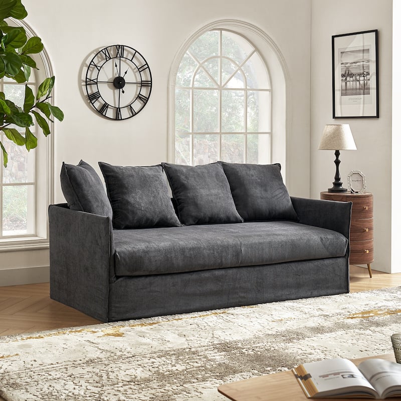Gottfried 80" Slipcovered Sofa with Two Slipcovers by HULALA HOME - Charcoal