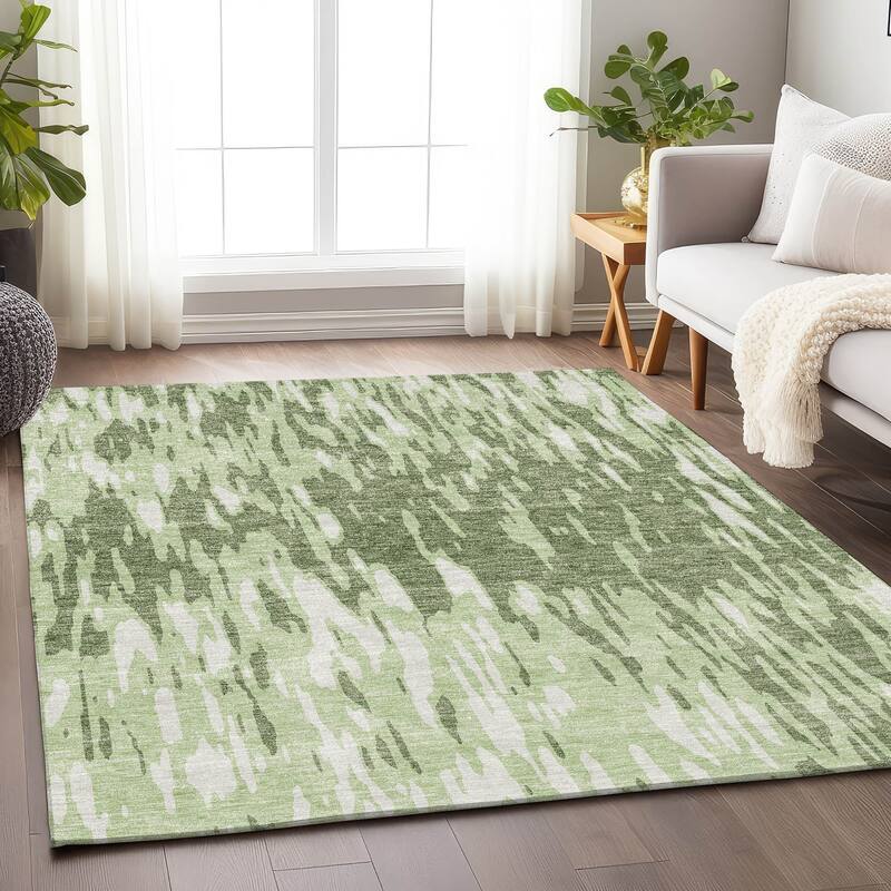 Premium Washable Super Soft Abstract Modern Mayfield Rug - Green - 3' x 5'