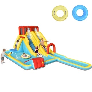 7 in 1 Inflatable Water Slide Giant Double Long Slide Water Park - 245''x 132''x 88.5''