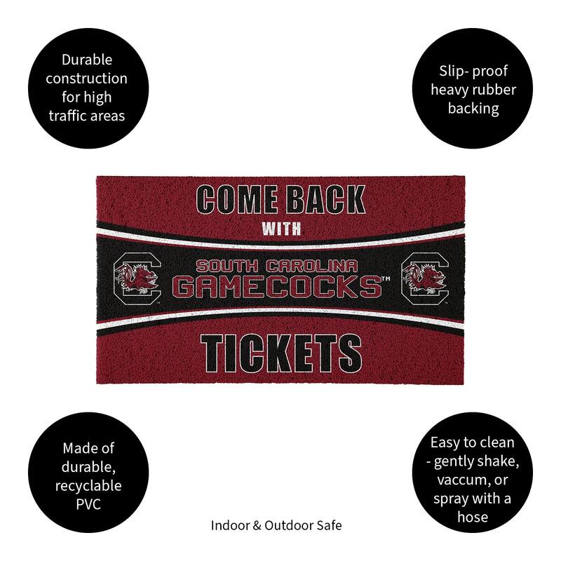 University of South Carolina 28 in. x 16 in. PVC "Come Back With Tickets" Trapper Door Mat