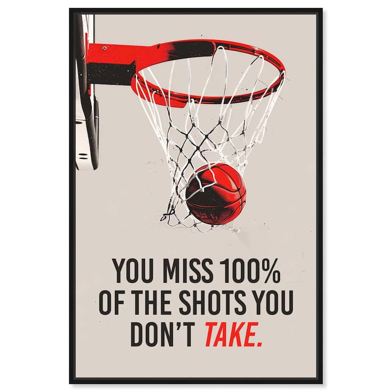The Shots You Take Hoop Canvas by Art Remedy - Black - 36" x 54"