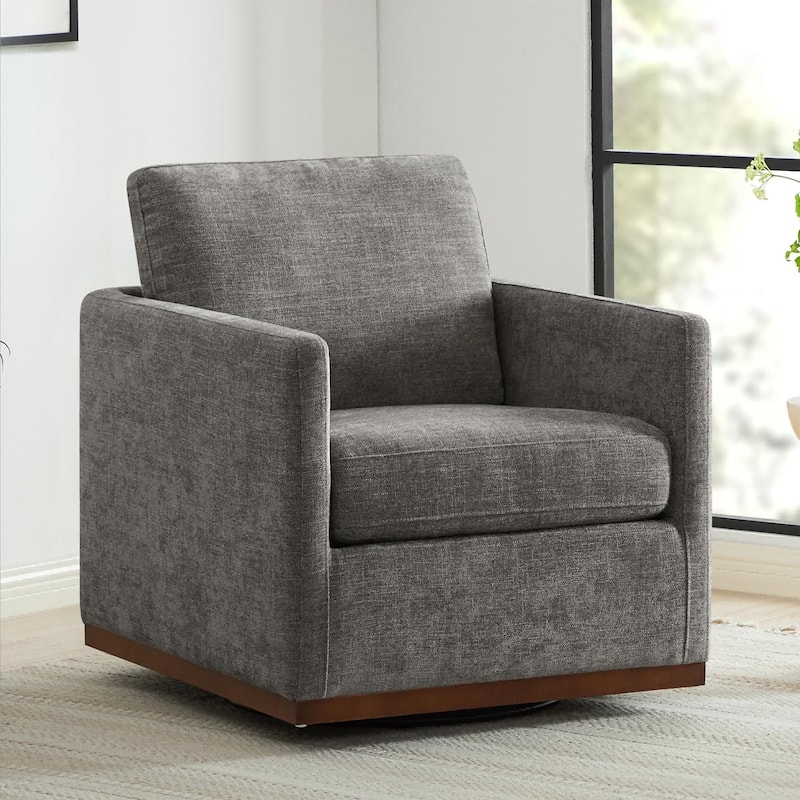 Spruce & Spring Shane Modern Swivel Accent Arm Chair - Single - Grey-Fabric